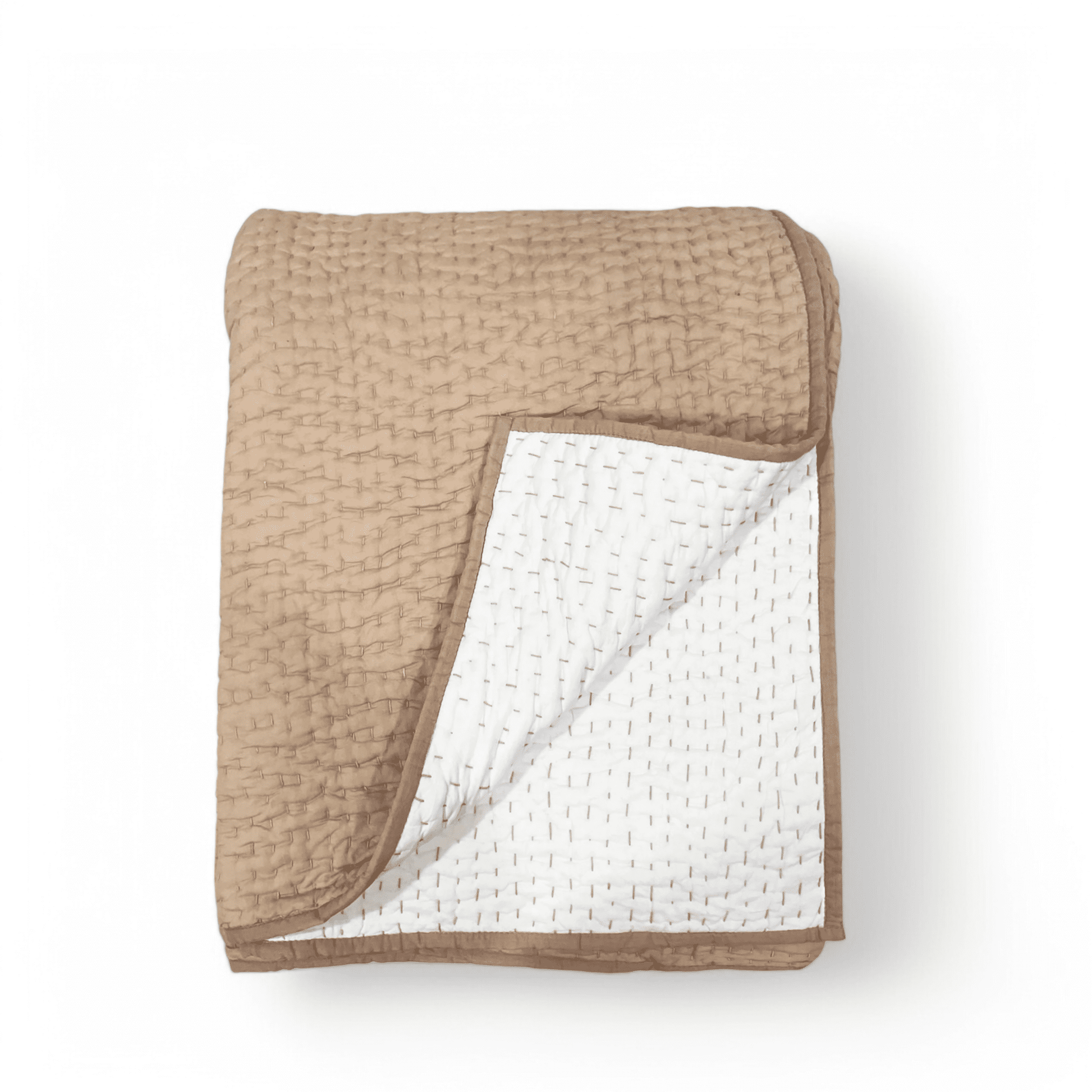 FAWN / BEIGE colour kantha Quilted bed sets, Sizes available