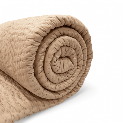 FAWN / BEIGE colour kantha Quilted bed sets, Sizes available
