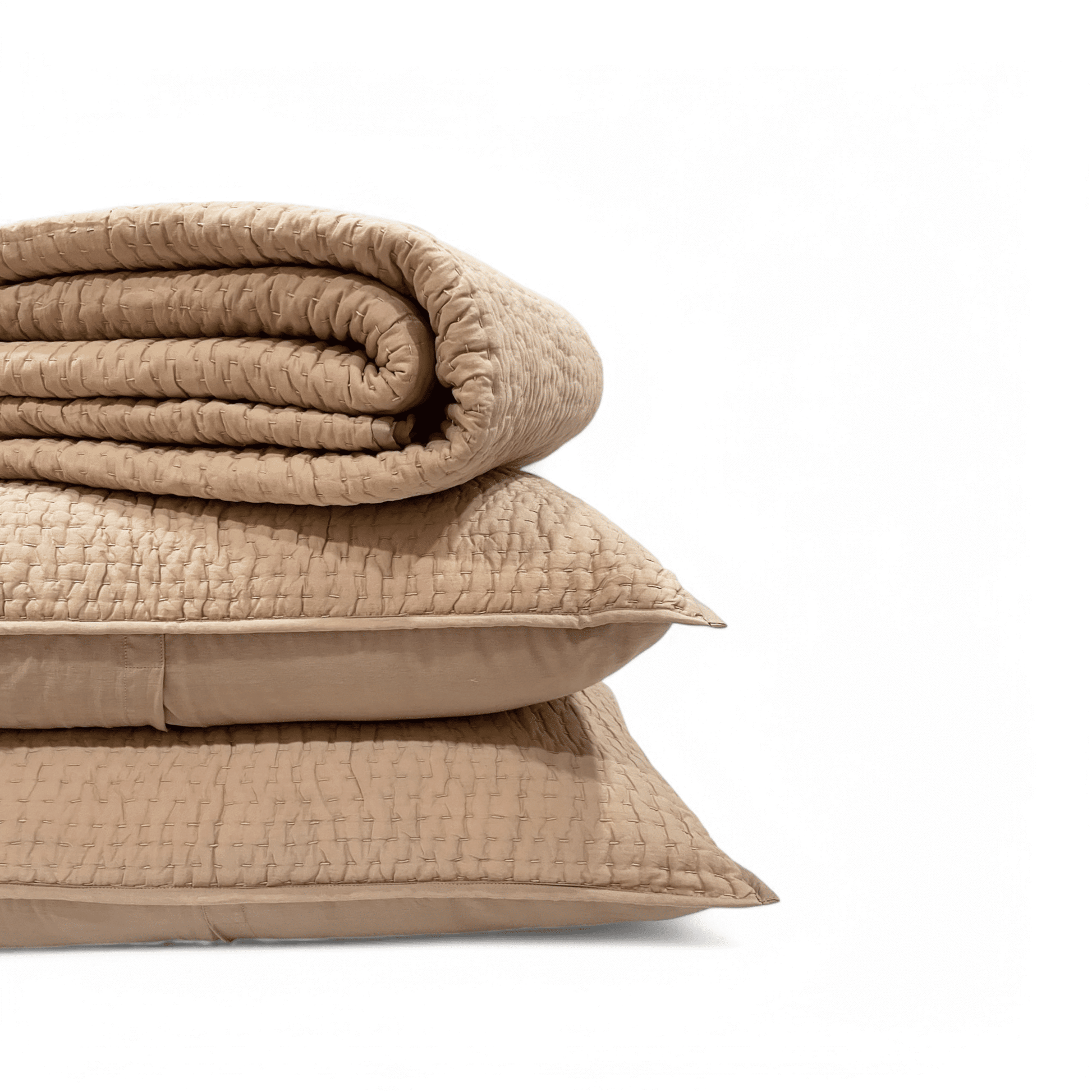 FAWN / BEIGE colour kantha Quilted bed sets, Sizes available