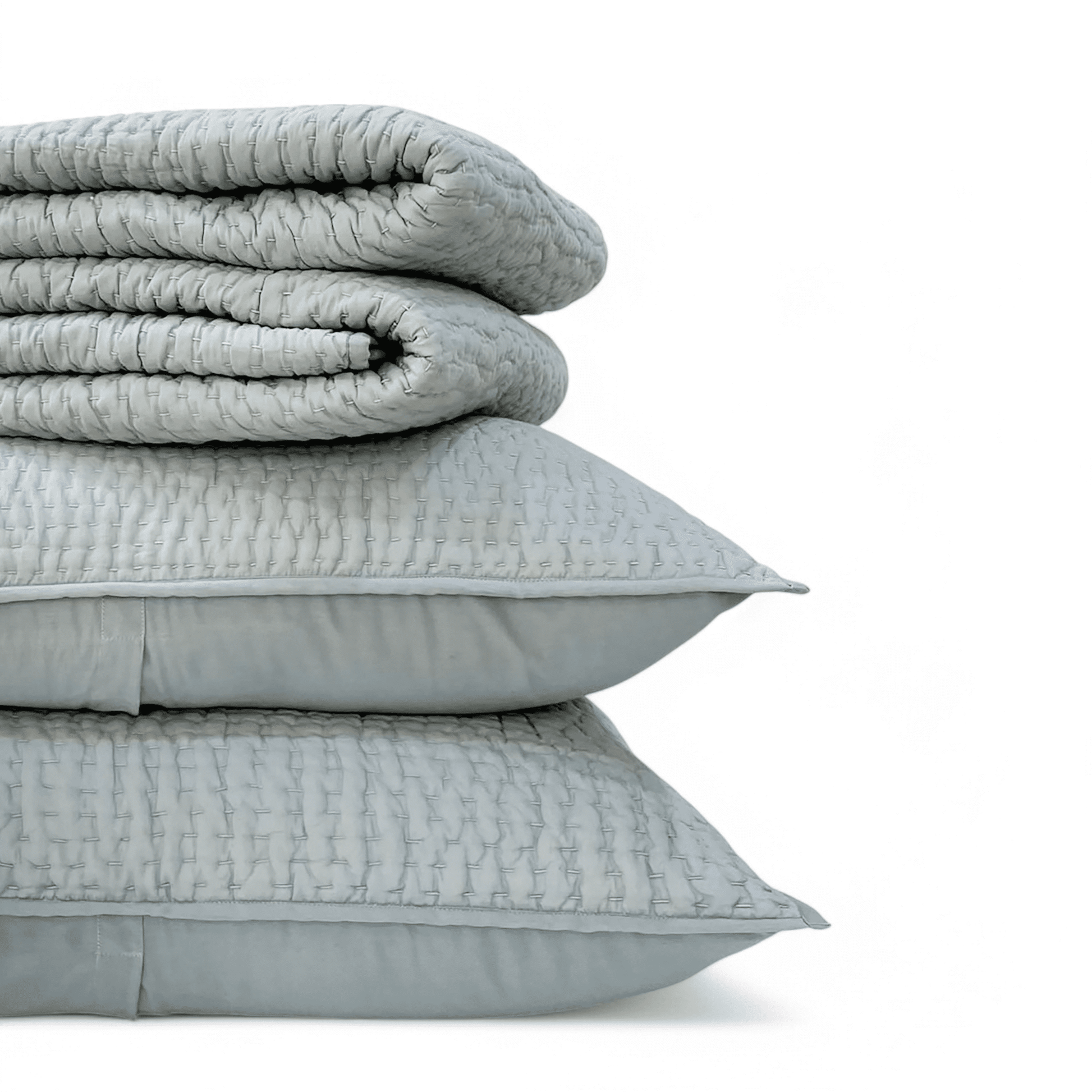DUCK EGG colour Kantha cotton Quilted pillow cases, Sizes available