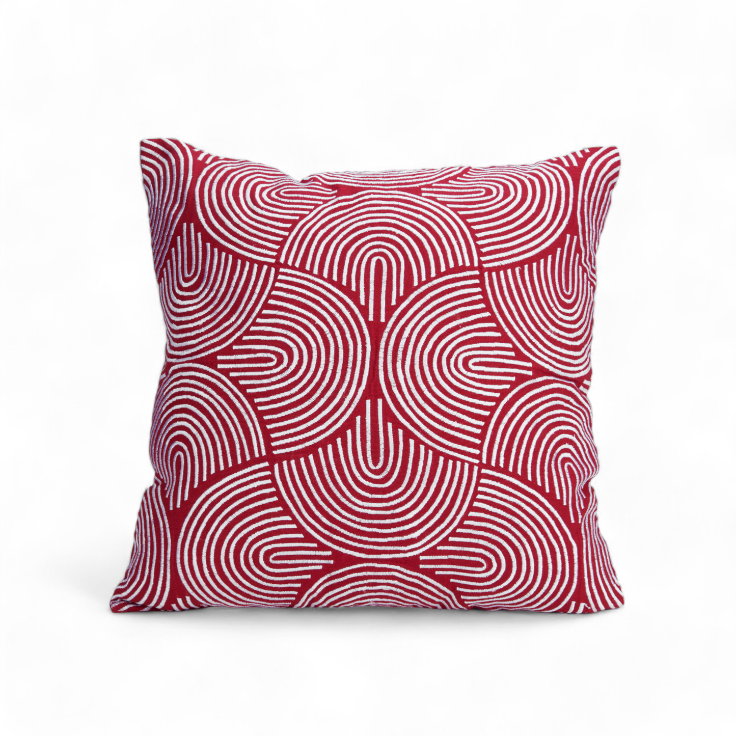 Christmas pillow cover, Red and white, embroidered in modern retro pattern.