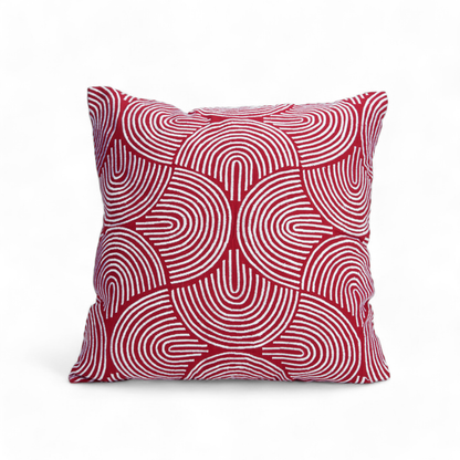 Christmas pillow cover, Red and white, embroidered in modern retro pattern.