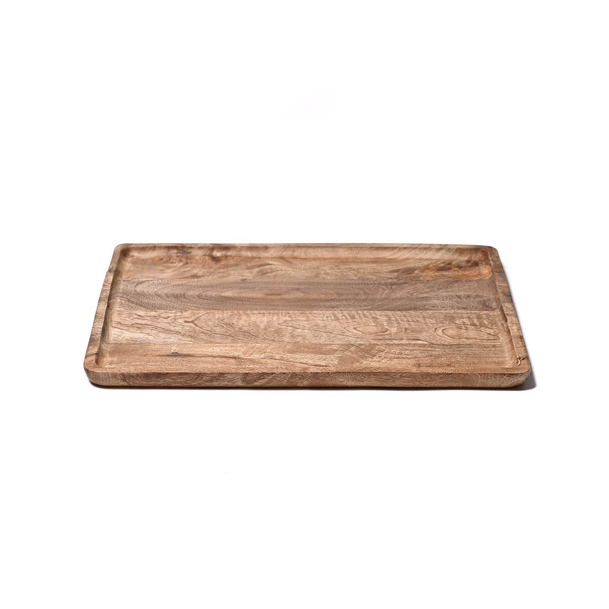 Wooden serving round edged tray rustic mango wood farmhouse decor 10X15 inches