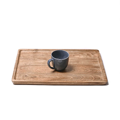 Wooden serving round edged tray rustic mango wood farmhouse decor 10X15 inches