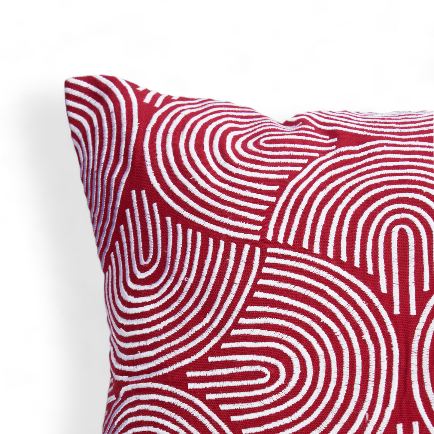 Christmas pillow cover, Red and white, embroidered in modern retro pattern.