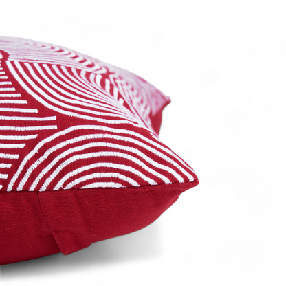 Christmas pillow cover, Red and white, embroidered in modern retro pattern.