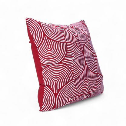 Christmas pillow cover, Red and white, embroidered in modern retro pattern.