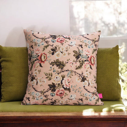 AMOUR - BLUSH Linen Pillow cover with vintage rose print, reversible, sizes available