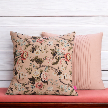 AMOUR - BLUSH Linen Pillow cover with vintage rose print, reversible, sizes available