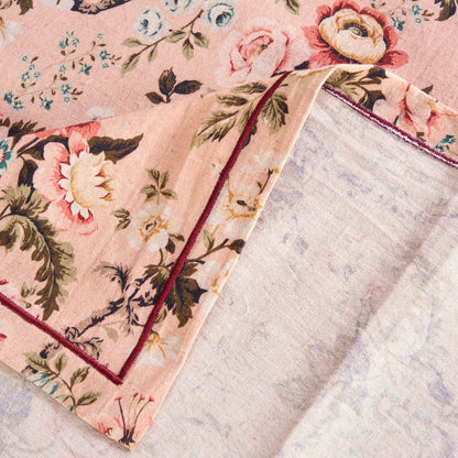 AMOUR - Blush rose print linen table cloth