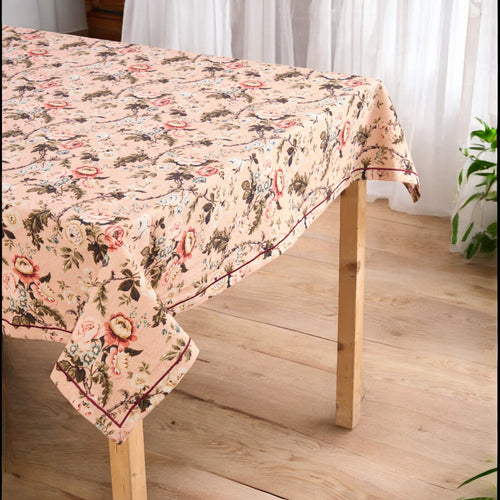 AMOUR - Blush rose print linen table cloth