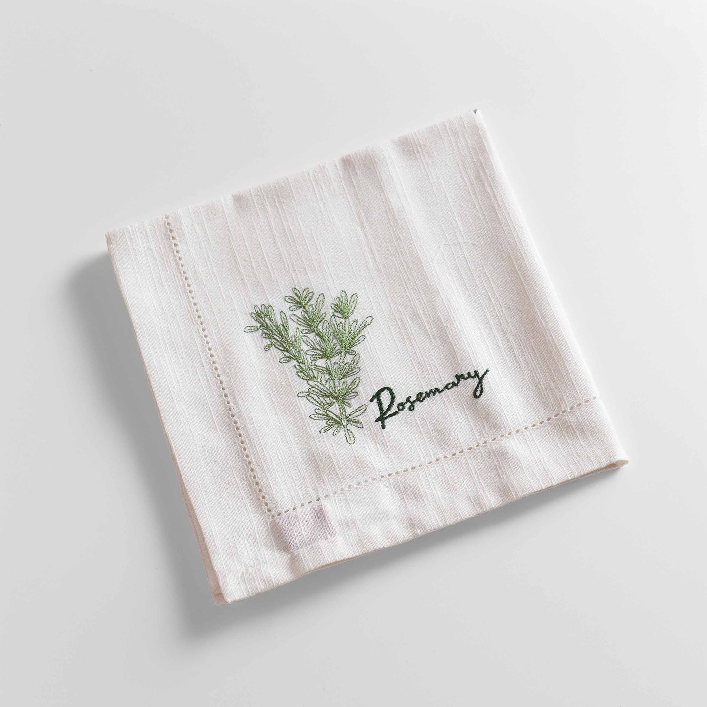 Linen Blend Cotton Napkins – Embroidered Herbs Collection with Gift Box - 18X18 inches