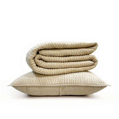 SANDSTONE colour handmade Kantha cotton Quilted bed set, Sizes available