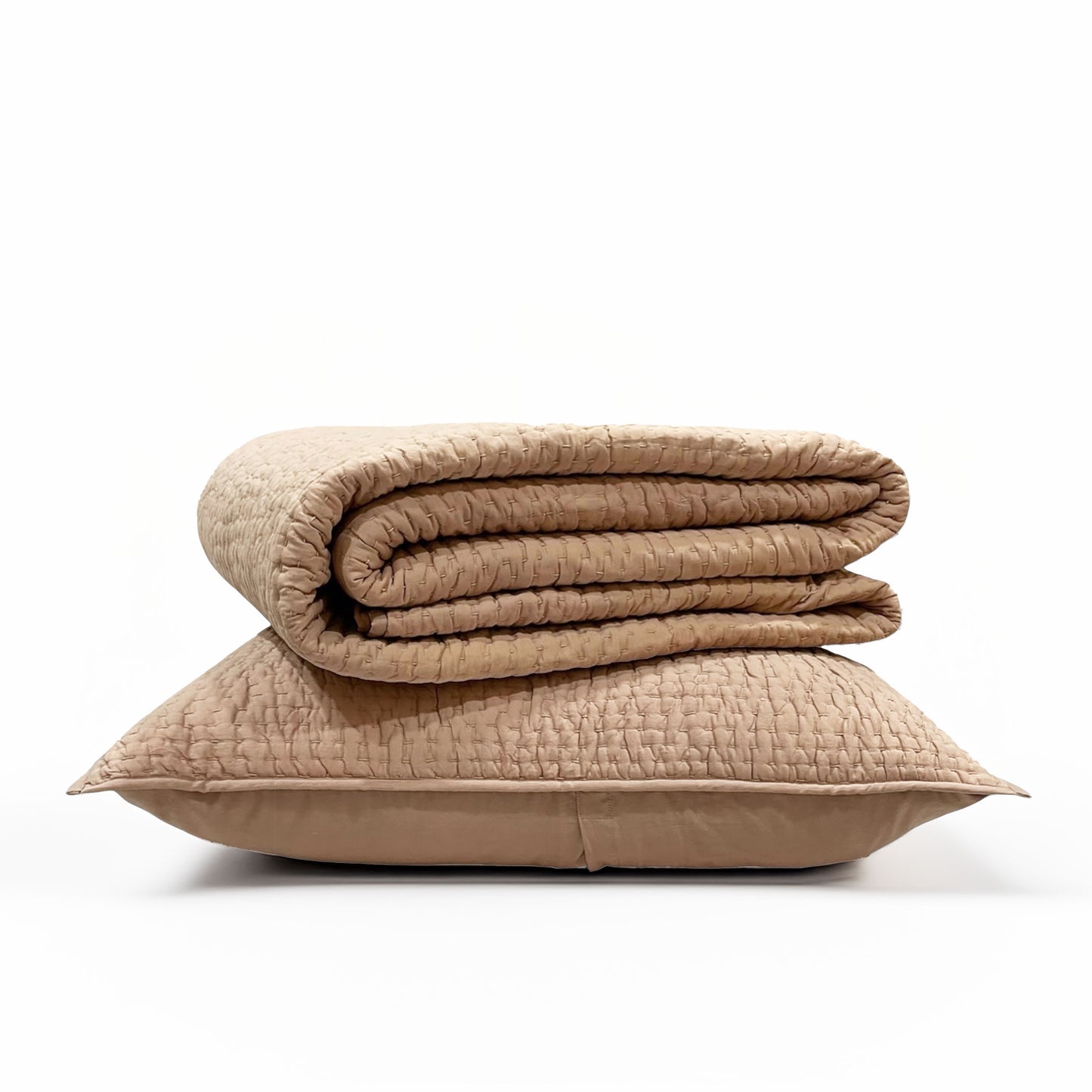 FAWN / BEIGE colour kantha Quilted bed sets, Sizes available