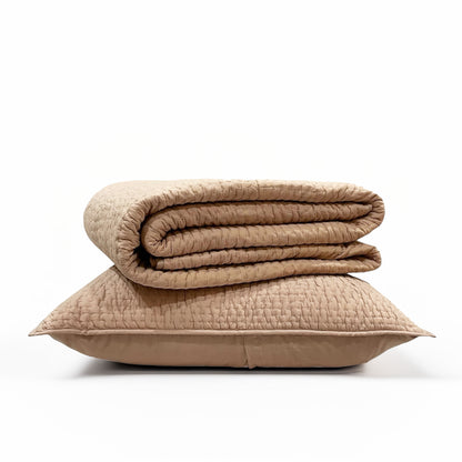 FAWN / BEIGE colour kantha Quilted bed sets, Sizes available