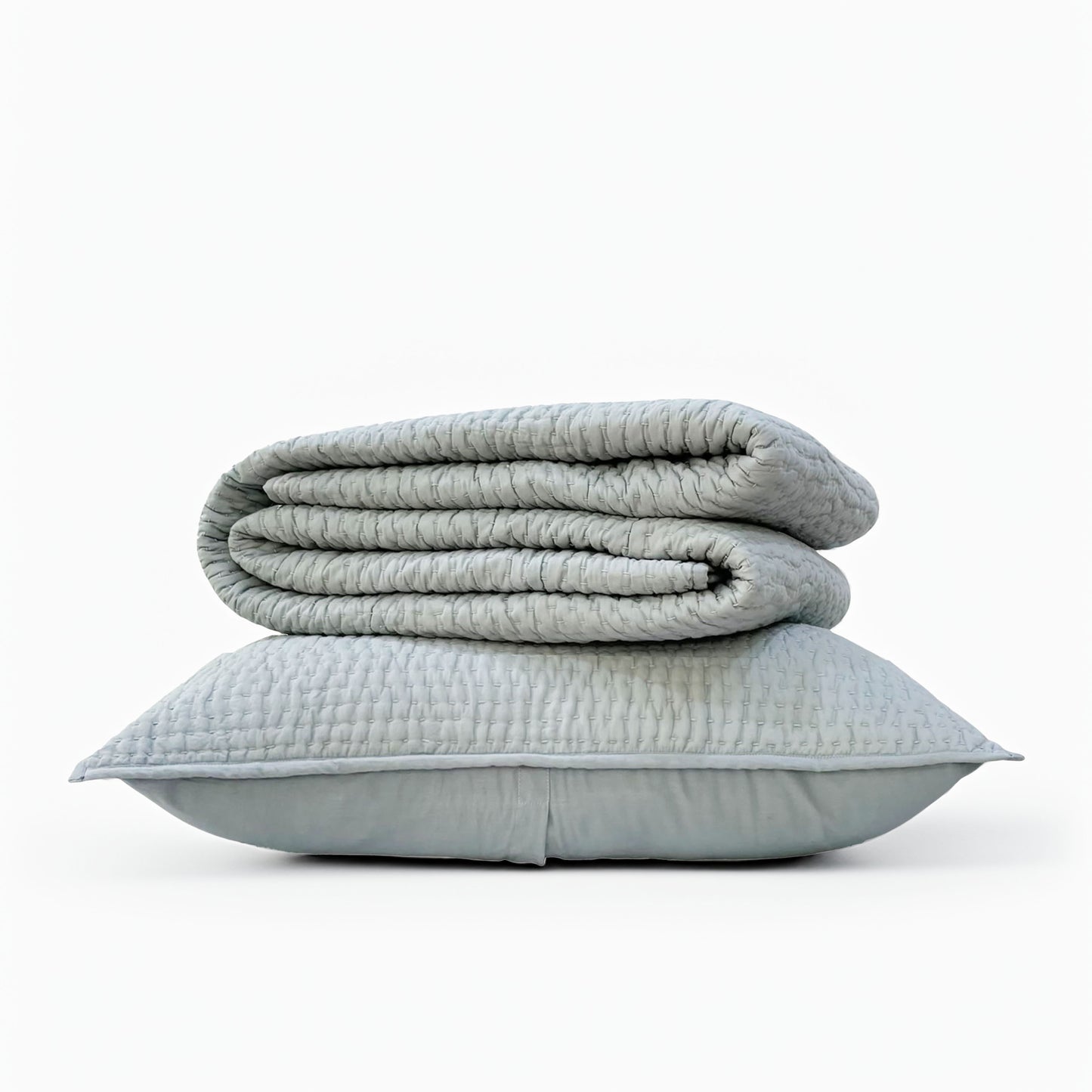 DUCK EGG colour Kantha cotton quilted bed sets, Sizes available