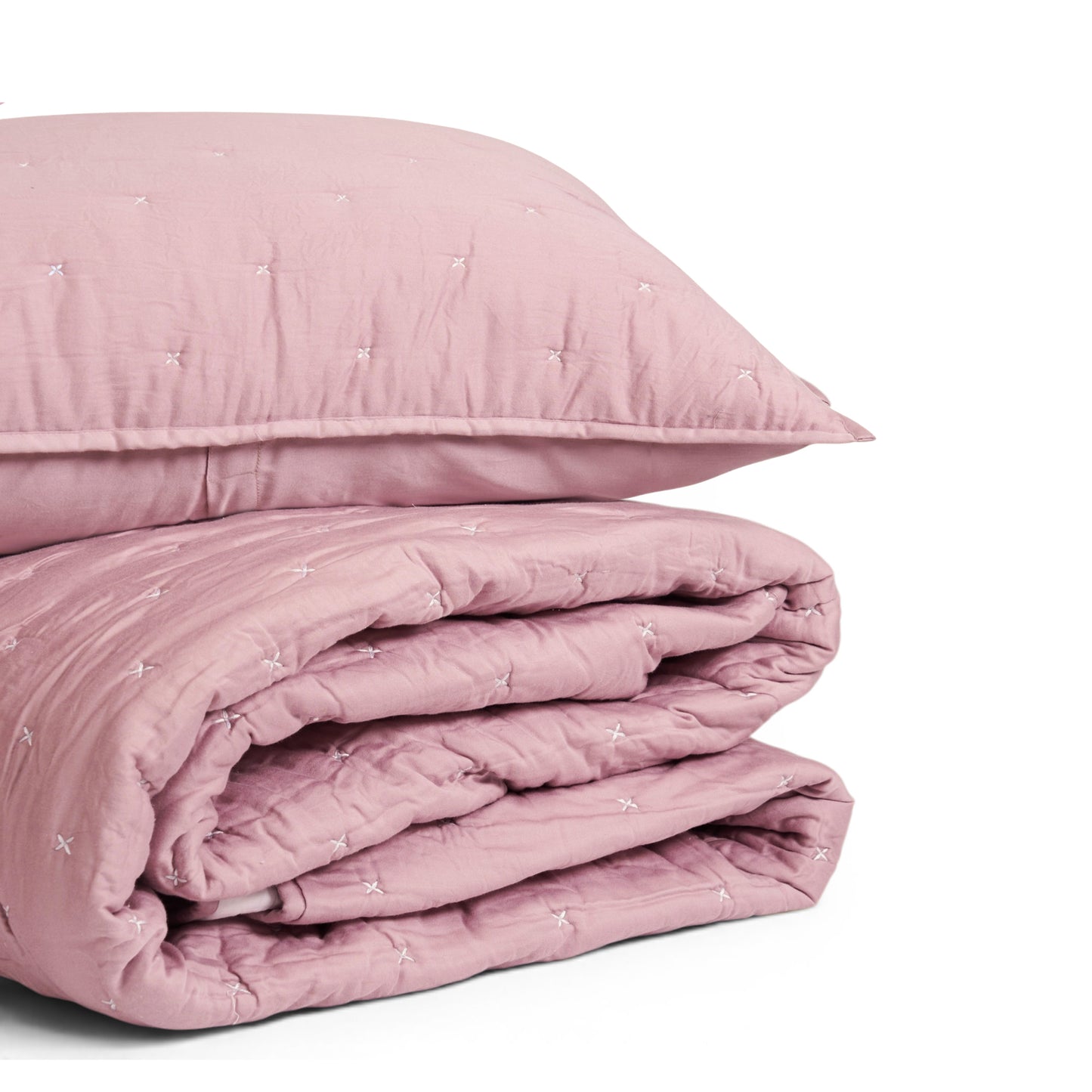 Old Rose 300TC Fine Cotton Quilted Bed Set – Diamond Pattern Tuck Quilting