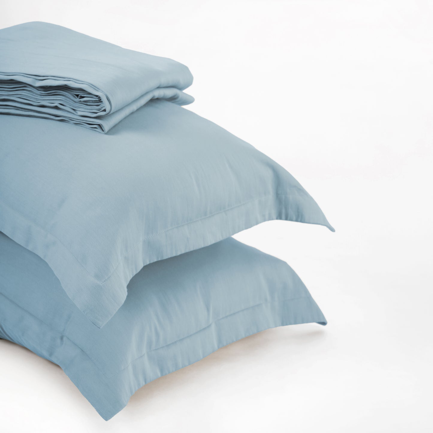 SKY BLUE 300TC flat sheet set, premium pure cotton satin