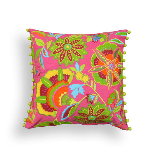 Stylized Floral Pink - Embroidery Cushion Cover