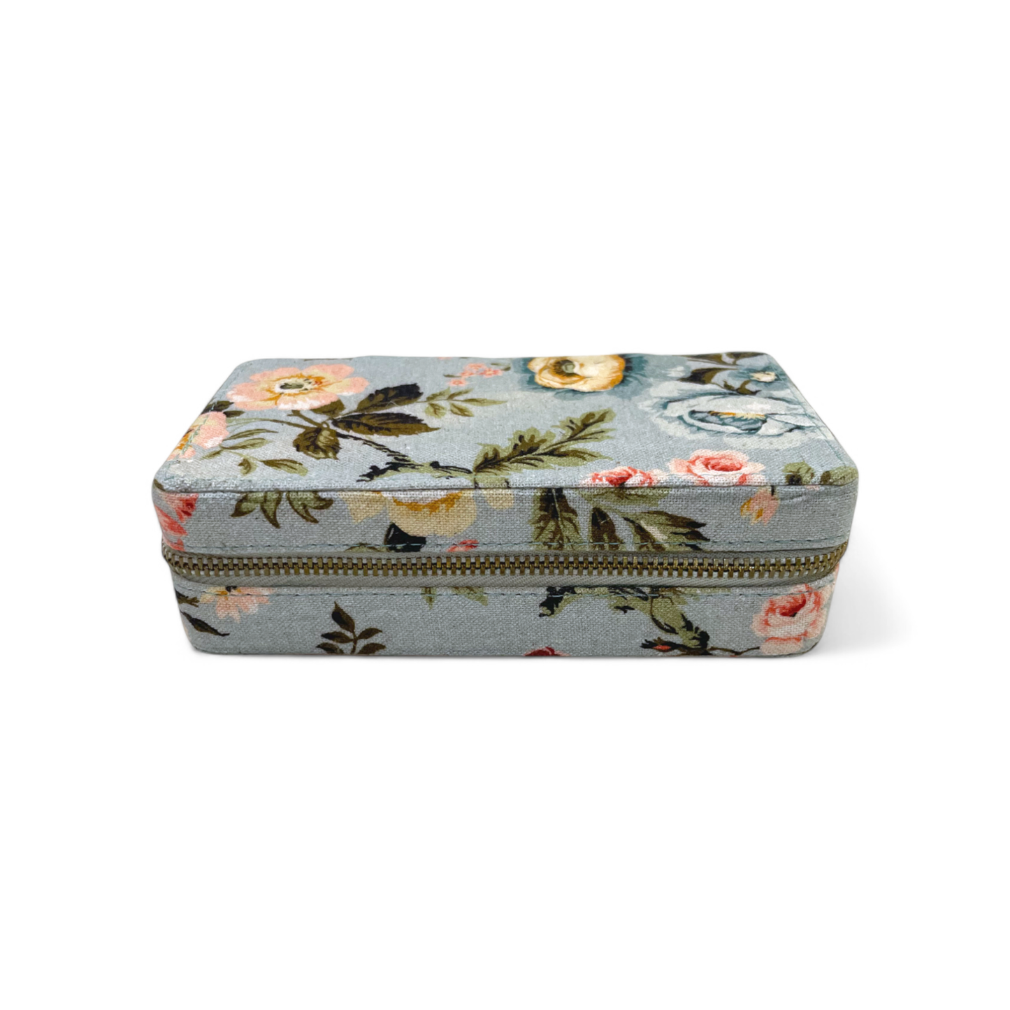 AMOUR DUCK EGG Vintage Rose print, Rectangular box, travel kit bag, cosmetic box, toiletry box