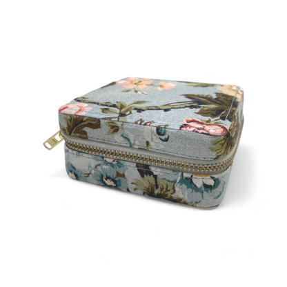 AMOUR DUCK EGG Vintage Rose print, Square box, travel kit bag, cosmetic box, toiletry box