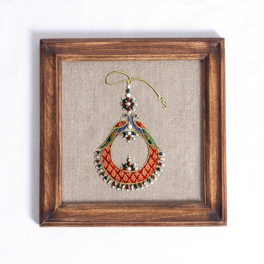 ROYAL TEEKA - Indian jewellery wall art, embroidery and applique in hoop OR wooden frame
