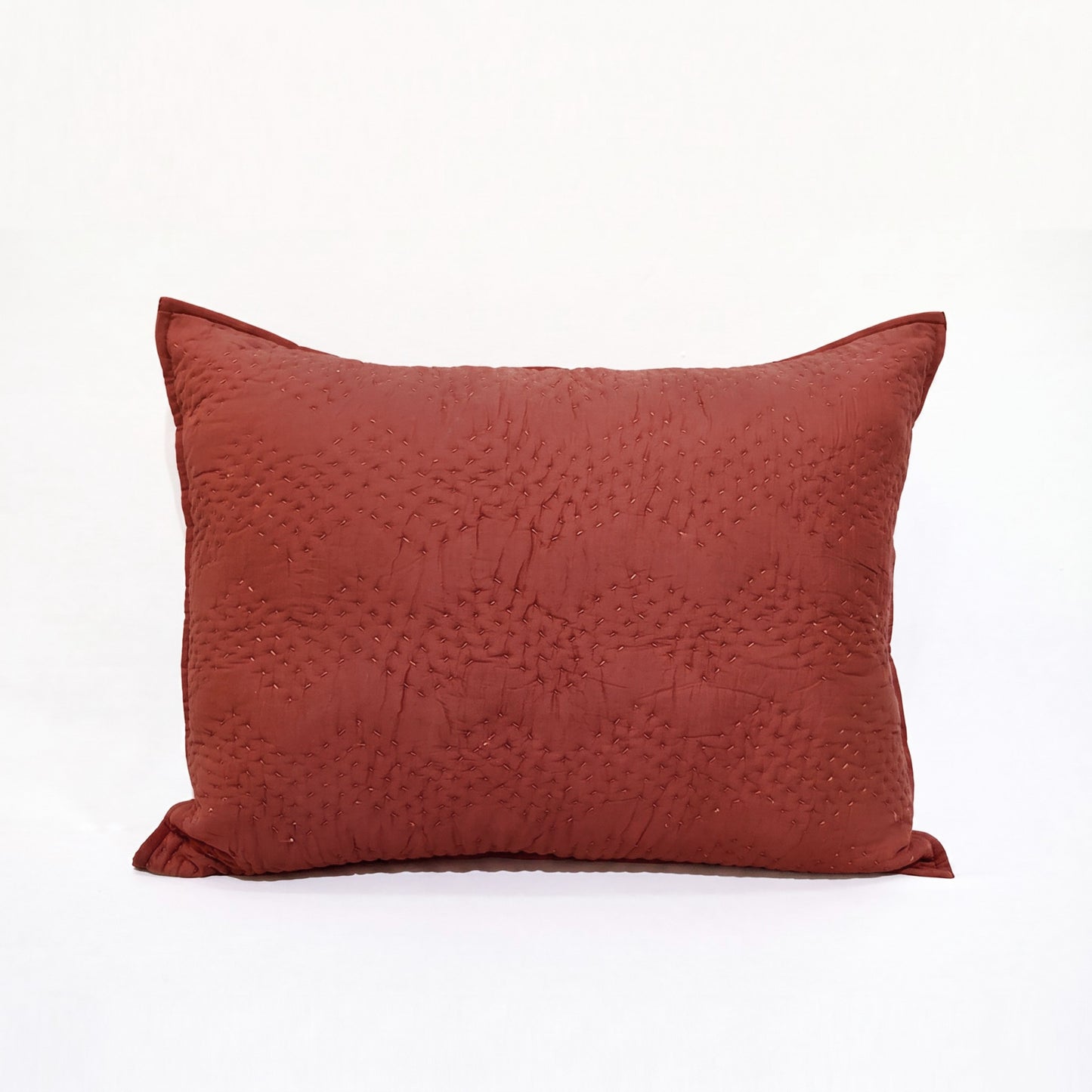 Terracotta Kantha Quilted Pillow Cases | Chevron Pattern | Handmade | Multiple Sizes