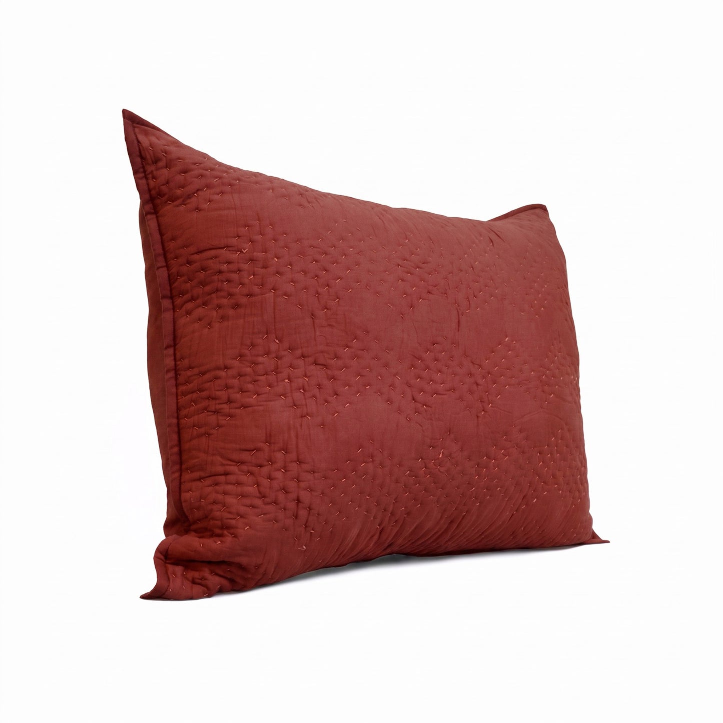 Terracotta Kantha Quilted Pillow Cases | Chevron Pattern | Handmade | Multiple Sizes
