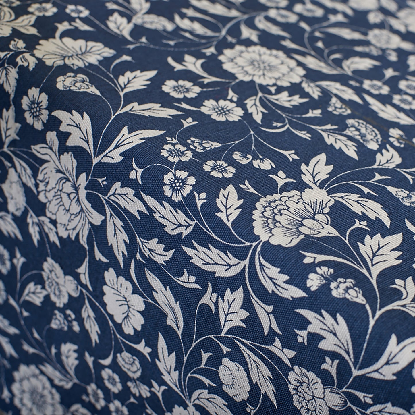 Indigo Kalamkari Cotton Tablecloth – White Floral Print | 3 Sizes | Vliving