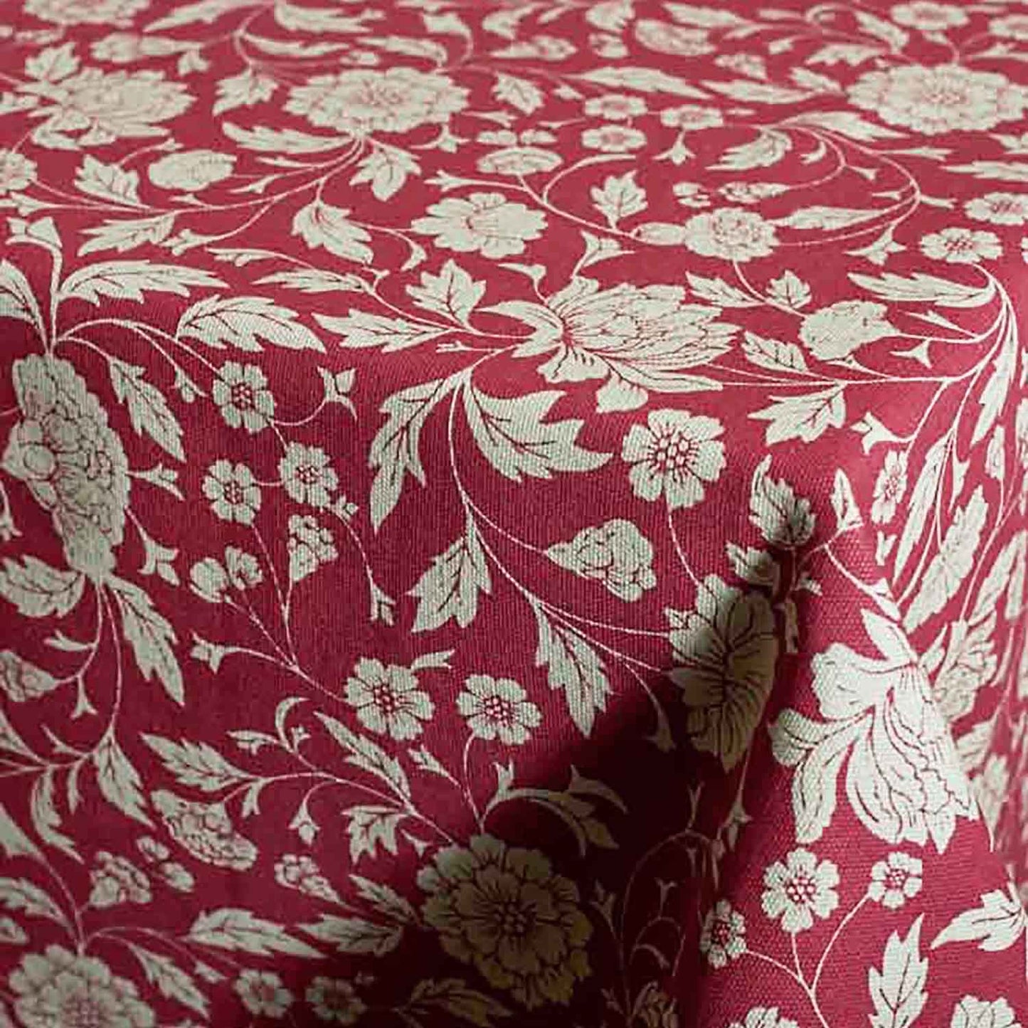 Marsala Kalamkari Cotton Tablecloth – White Floral Print | 3 Sizes | Vliving