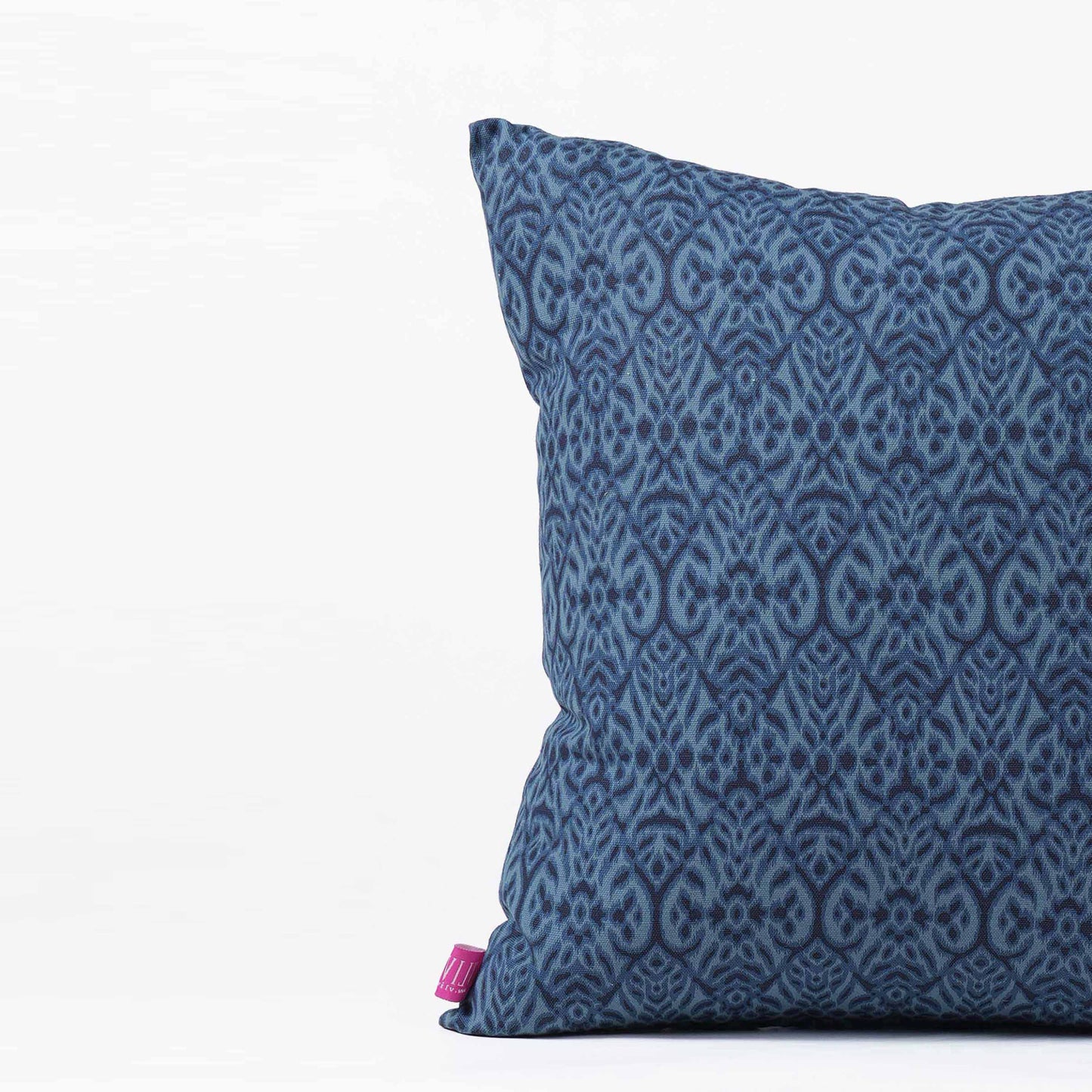 Indigo Ikat Print Cotton Duck Pillow Cover – Reversible | Sizes available