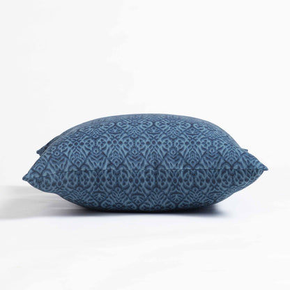 Indigo Ikat Print Cotton Duck Pillow Cover – Reversible | Sizes available
