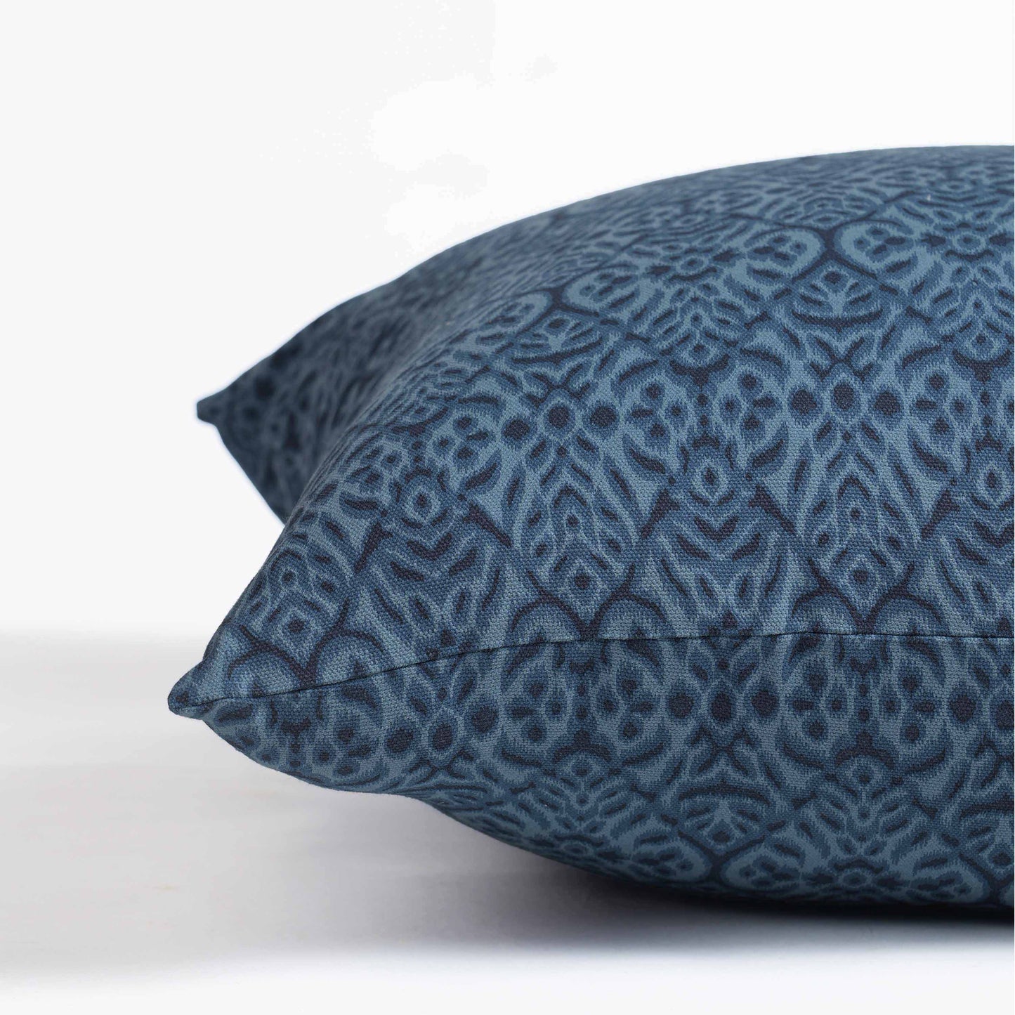 Indigo Ikat Print Cotton Duck Pillow Cover – Reversible | Sizes available