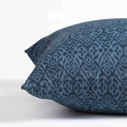 Indigo Ikat Print Cotton Duck Pillow Cover – Reversible | Sizes available