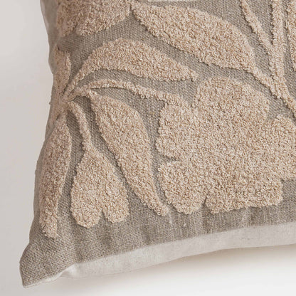 PURE ELEMENTS - Pure Linen Pillow Cover with Scandinavian Floral Aari Embroidery – 18x18