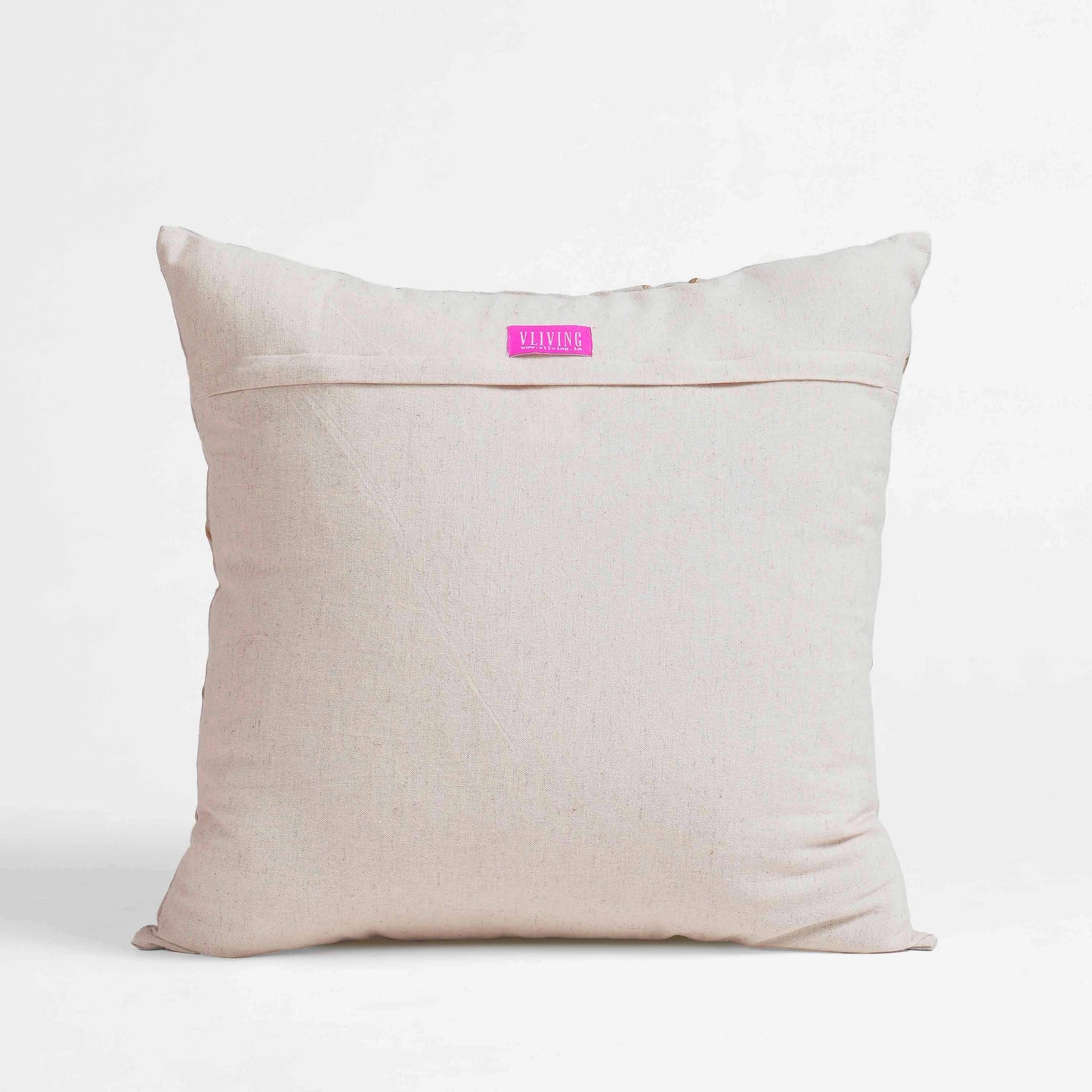 KINTSUGI Embroidered Linen Pillow Cover – 18x18 Inch, Gold & White Embroidery, Medium Mend
