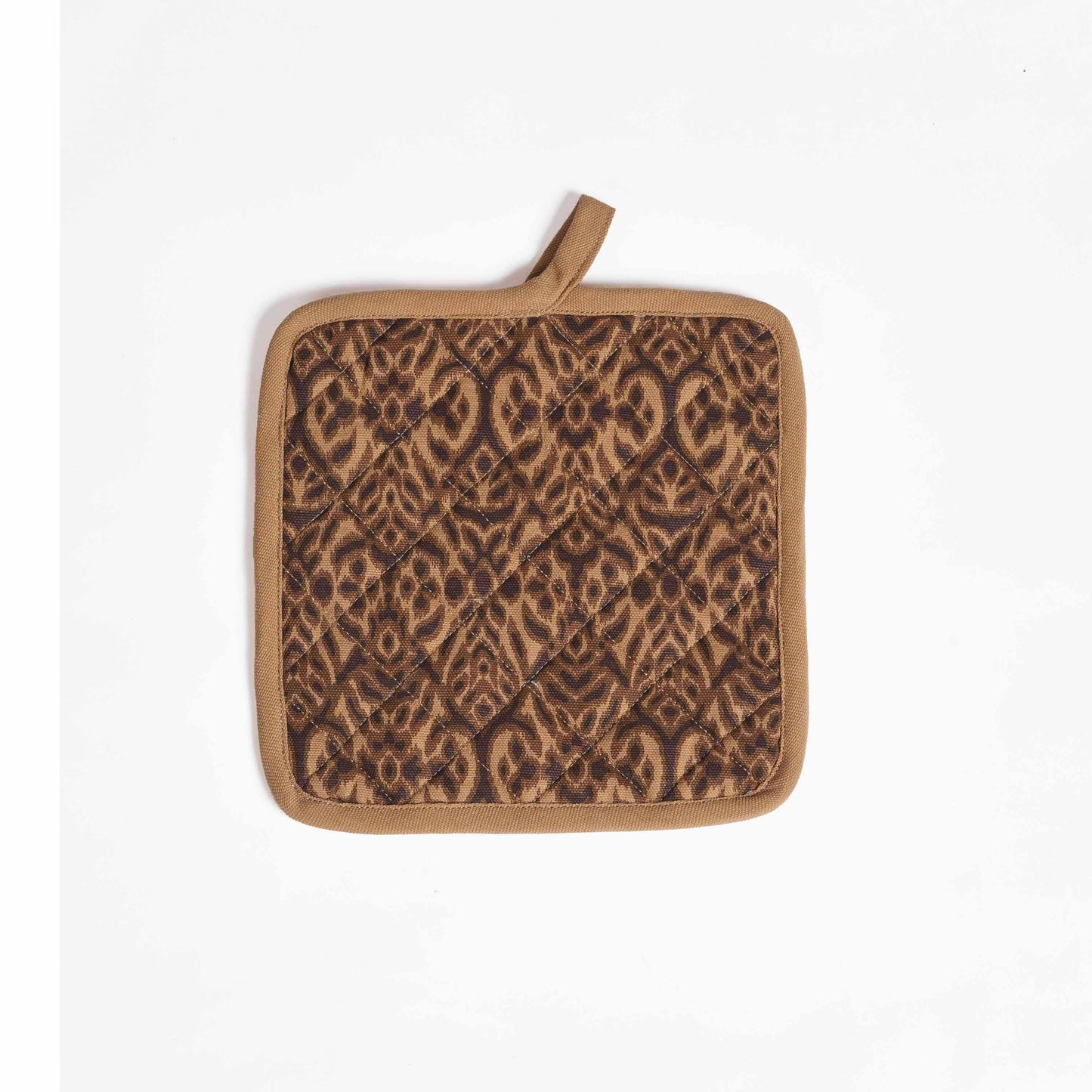 Ikat Beige quilted oven mitt, quilted potholder, kitchen accessory, pure cotton- Available in Sets