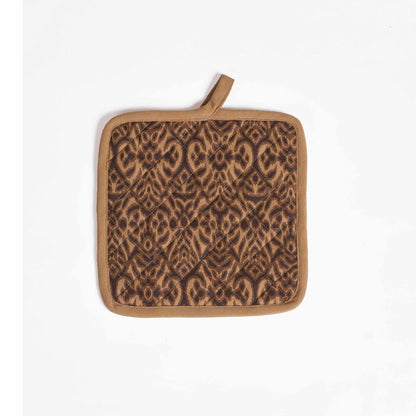 Ikat Beige quilted oven mitt, quilted potholder, kitchen accessory, pure cotton- Available in Sets