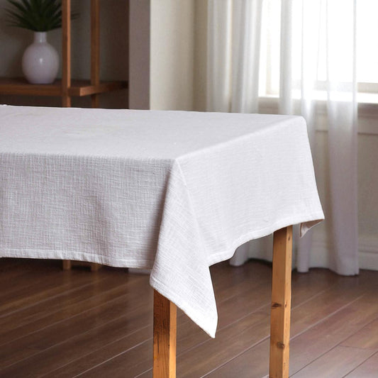 PURE ELEMENTS - Pure Slub Cotton White Table Cloth – Textured Finish | 2 Sizes