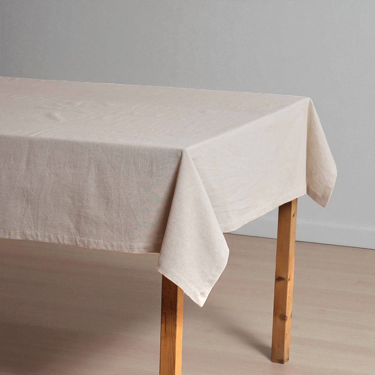 PURE ELEMENTS - Cotton Flex Light Beige Table Cloth – Linen Look | 2 Sizes