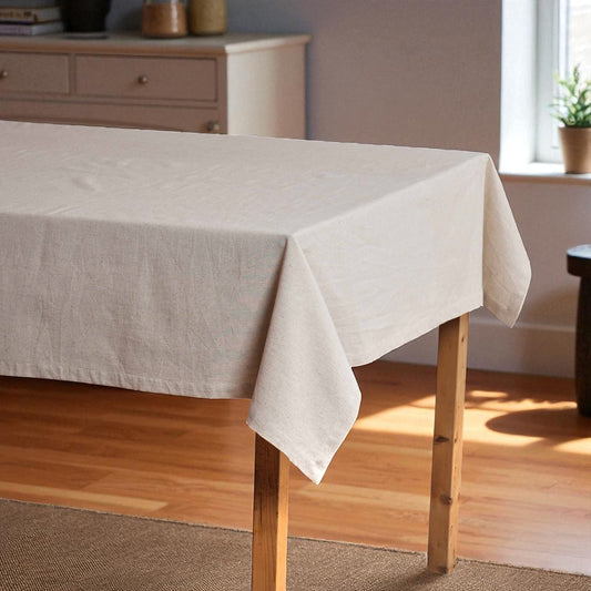 PURE ELEMENTS - Cotton Flex Light Beige Table Cloth – Linen Look | 2 Sizes