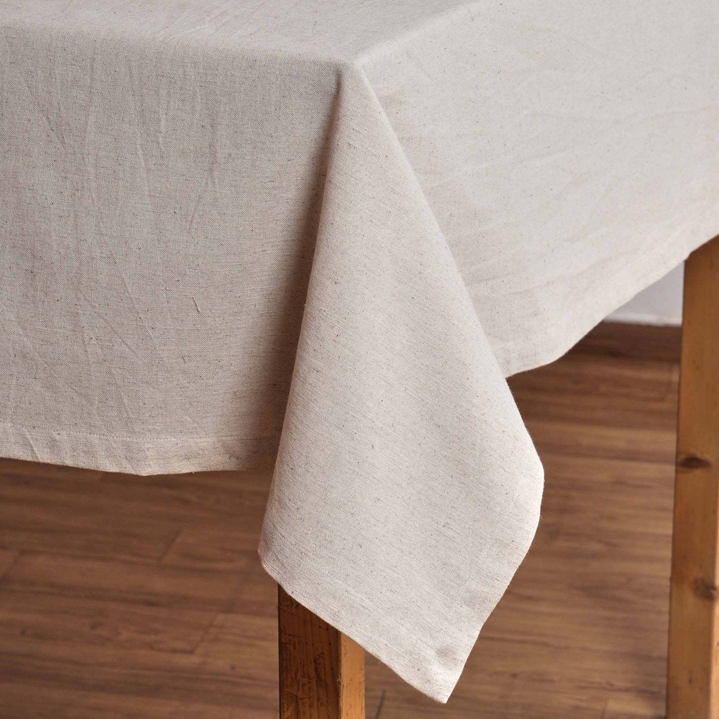 PURE ELEMENTS - Cotton Flex Light Beige Table Cloth – Linen Look | 2 Sizes