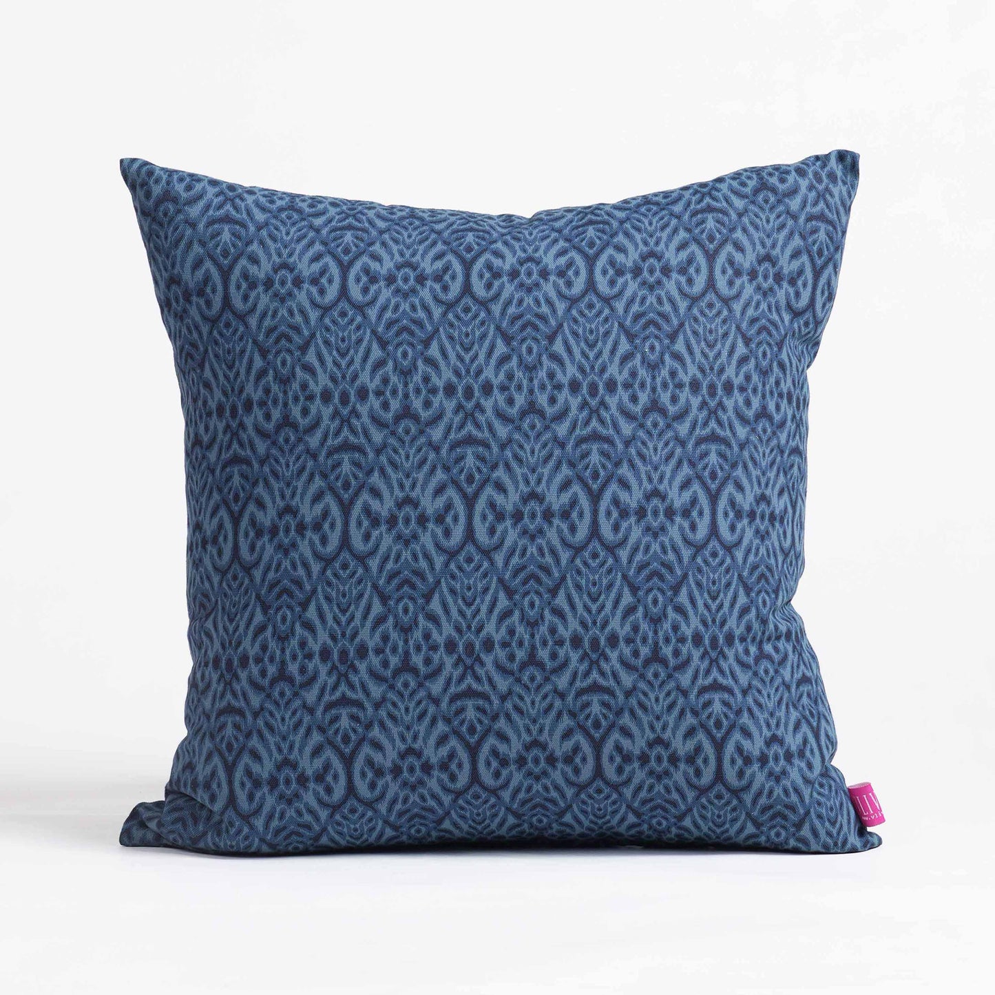 Indigo Ikat Print Cotton Duck Pillow Cover – Reversible | Sizes available