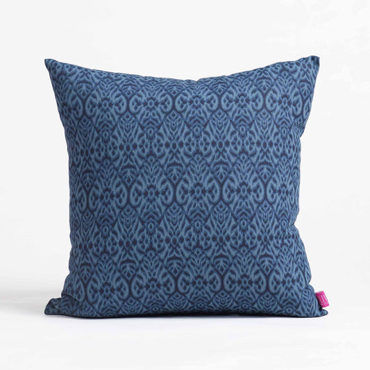 Indigo Ikat Print Cotton Duck Pillow Cover – Reversible | Sizes available