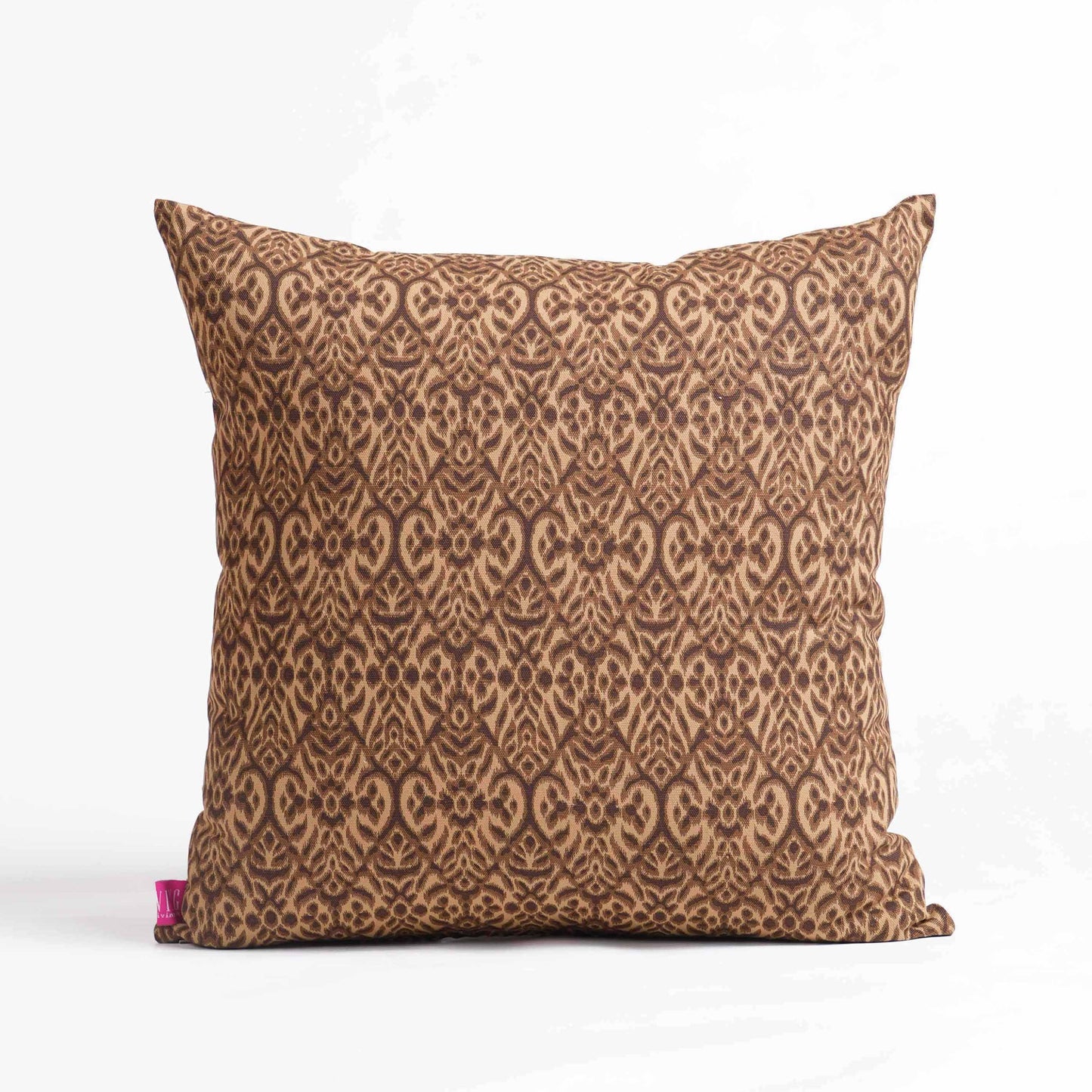 Beige Ikat Print Cotton Duck Pillow Cover – Reversible | Sizes available
