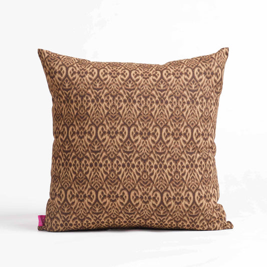 Beige Ikat Print Cotton Duck Pillow Cover – Reversible | Sizes available