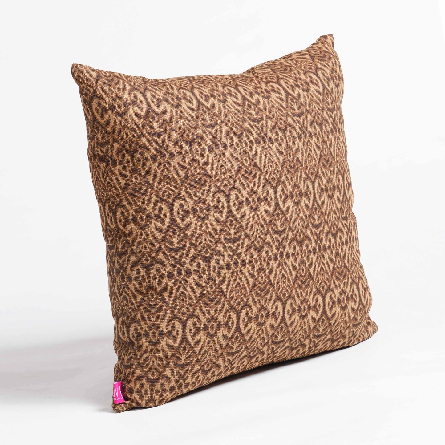 Beige Ikat Print Cotton Duck Pillow Cover – Reversible | Sizes available