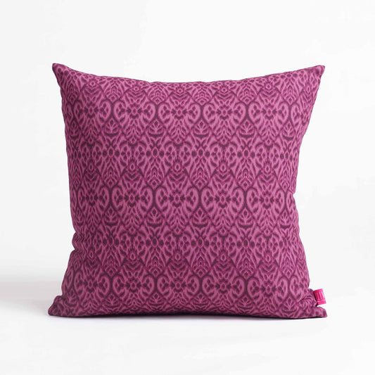 Plum Ikat Print Cotton Duck Pillow Cover – Reversible | Sizes available