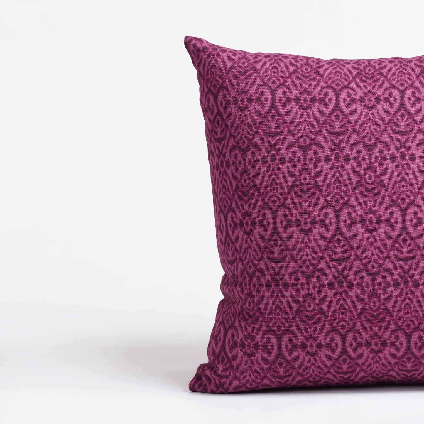 Plum Ikat Print Cotton Duck Pillow Cover – Reversible | Sizes available