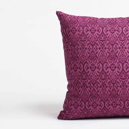 Plum Ikat Print Cotton Duck Pillow Cover – Reversible | Sizes available